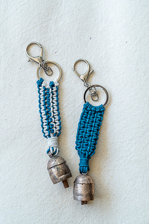 108Knots Aria Striped Keyrings Indigo Blue-(Set Of 2) - Image 2