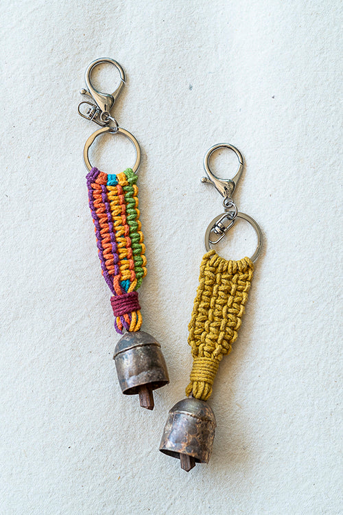 108Knots Aria Striped Keyrings Rainbow & Mustard Yellow-(Set Of 2) - Image 2