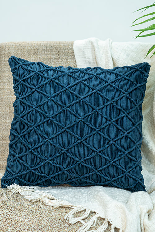 108Knots Classic Stripe Hand-Knotted Cushion Cover (Single Pc)-Indigo Blue