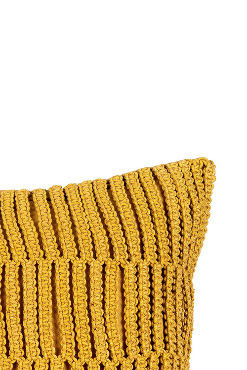 108Knots Classic Stripe Hand-Knotted Cushion Cover (Single Pc)-Mustard Yellow - Image 2