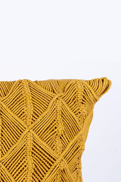 108Knots Cross Knot Hand-Knotted Cushion Cover (Single Pc)-Mustard Yellow - Image 2