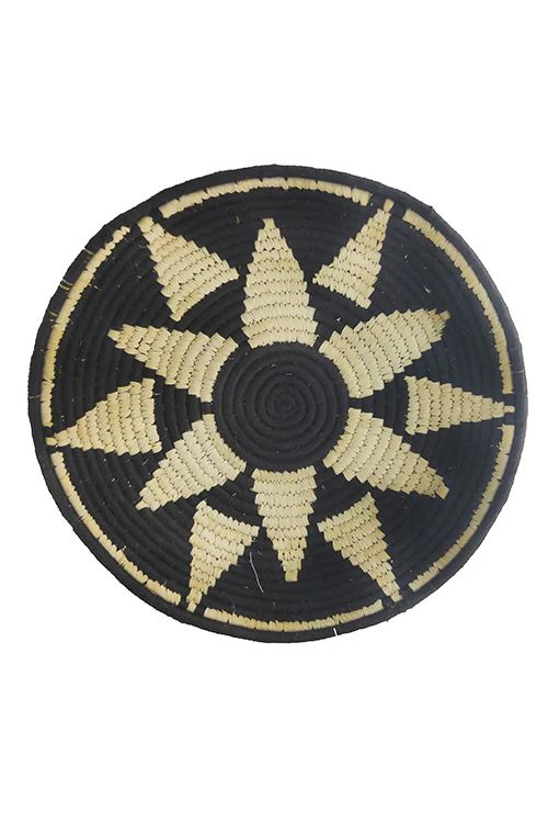 Whe 16' Natural and Black Multi Flowered Handmade Wall Decor of Sabai Grass