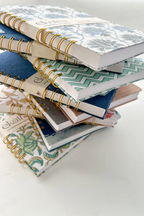 A5 Wire Bound Ruled Journal By Ekatra - Blue Lotus ( Set Of 2 ) - Image 4