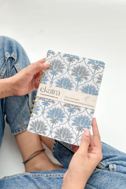 A5 Wire Bound Ruled Journal By Ekatra - Blue Lotus ( Set Of 2 ) - Image 6