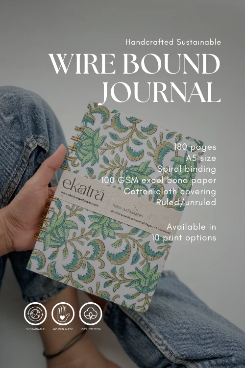 A5 Wire Bound Ruled Journal By Ekatra - Breige ( Set Of 2 ) - Image 4