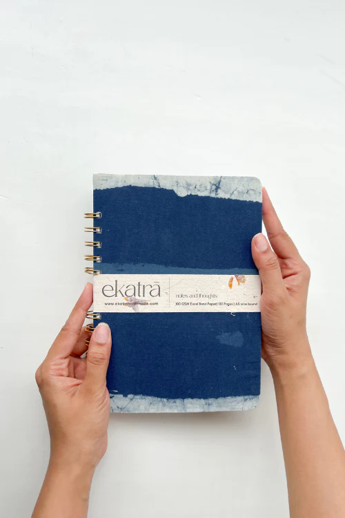 A5 Wire Bound Ruled Journal By Ekatra - Indigo Stripes ( Set Of 2 ) - Image 6