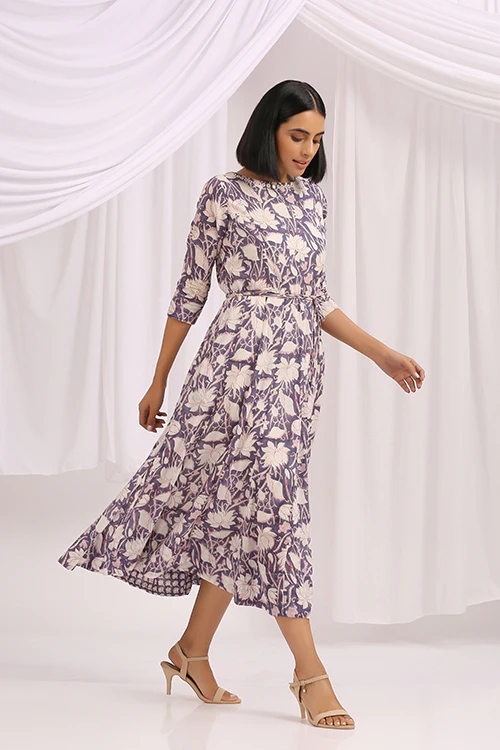 Okhai 'Afterglow' Hand Block Printed Cotton Dress - Image 4