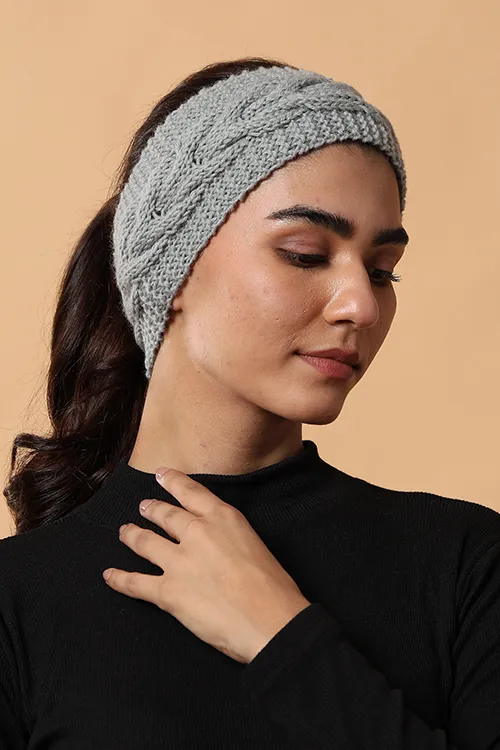 Ajoobaa "Boho" Handknitted Merino Headband - Grey - Image 2