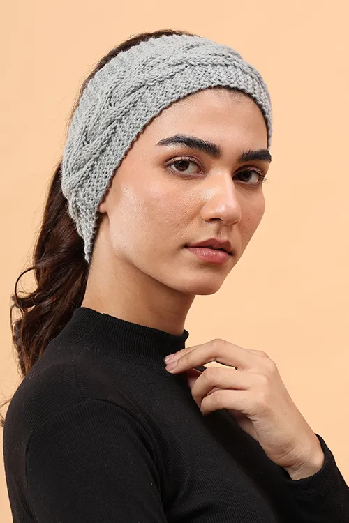 Ajoobaa "Boho" Handknitted Merino Headband - Grey - Image 3