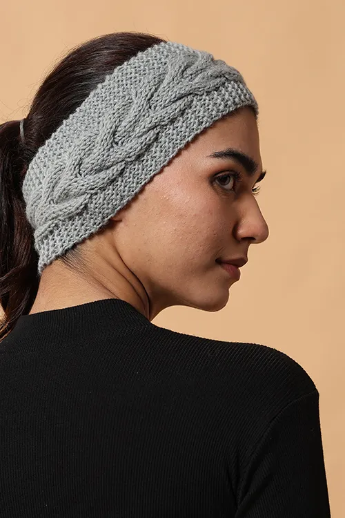 Ajoobaa "Boho" Handknitted Merino Headband - Grey - Image 4