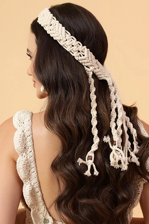 Ajoobaa "Boho" Macrame Cotton Hair Veil - Image 2