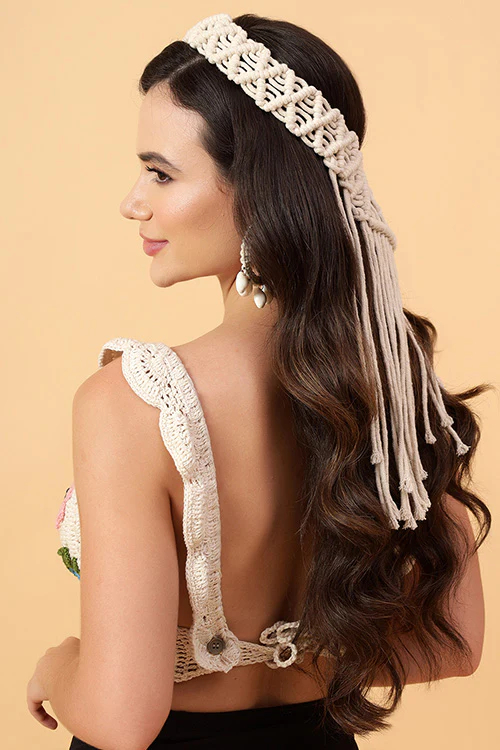 Ajoobaa "Boho" Macrame Cotton Hair Veil - Image 3