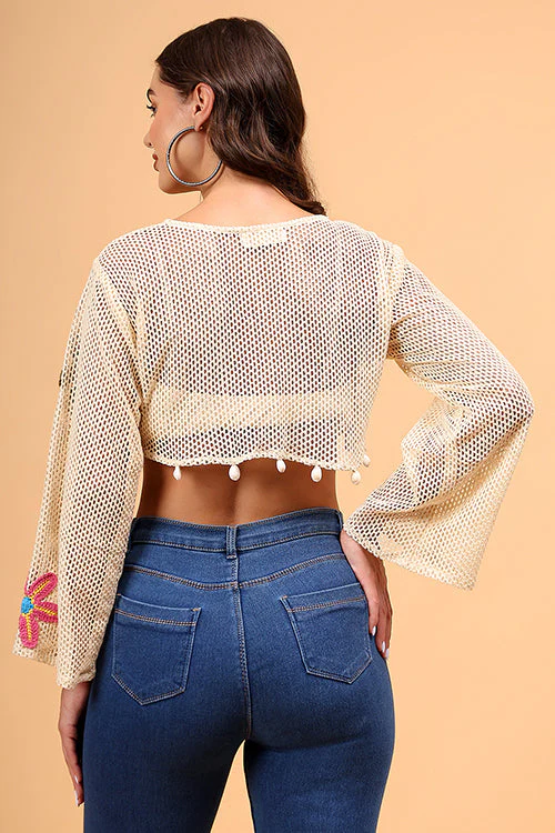 Ajoobaa "Crochet" Floral Coverup Beachwear Top - Image 10