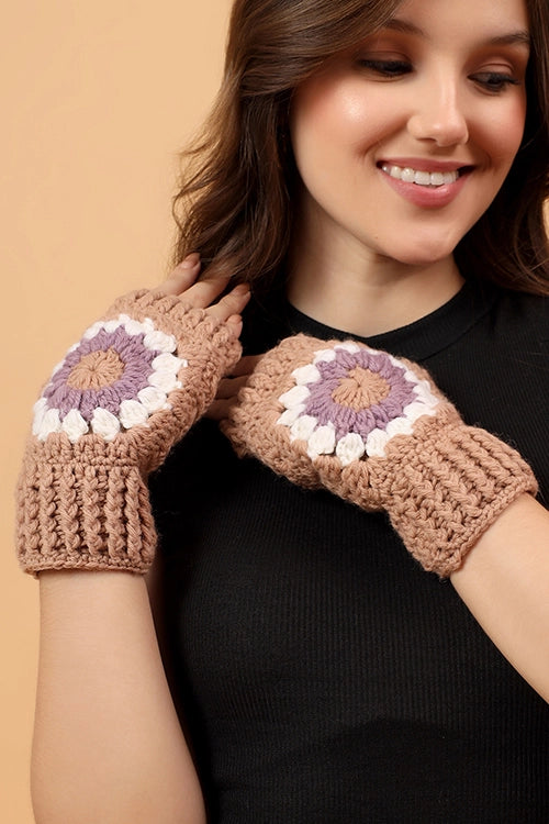 Ajoobaa "Crochet Granny Square" Fingerless Gloves - Image 3
