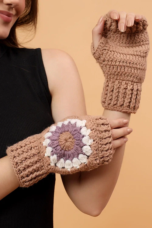 Ajoobaa "Crochet Granny Square" Fingerless Gloves - Image 4