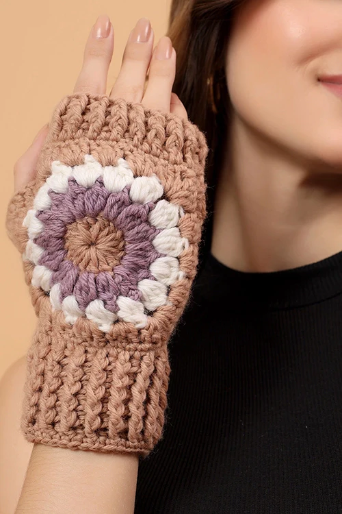 Ajoobaa "Crochet Granny Square" Fingerless Gloves - Image 5