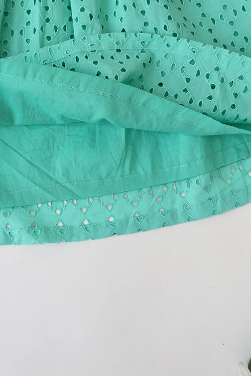 Ajoobaa "Crochet" Summer Schiffli Frock - Green - Image 3