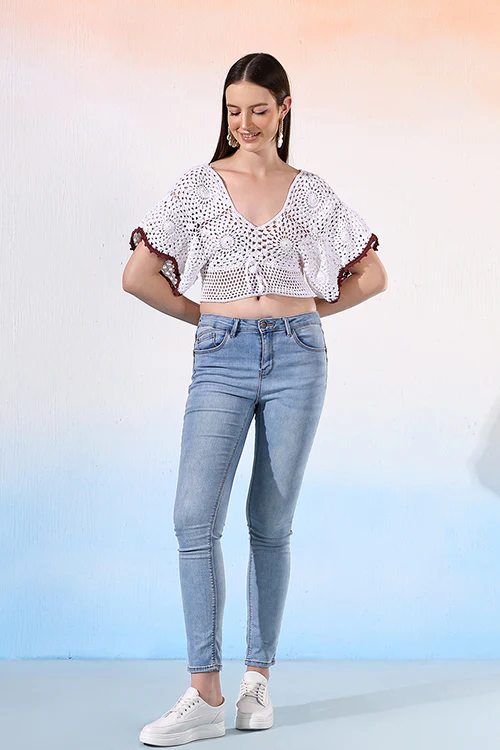 Ajoobaa "Flared Sleeve" Crochet Blouse - Image 4