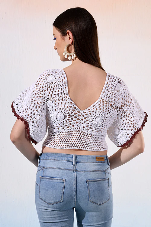 Ajoobaa "Flared Sleeve" Crochet Blouse - Image 5