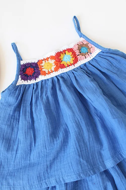 Ajoobaa Kid "Floral" Shorts Set - Blue - Image 2