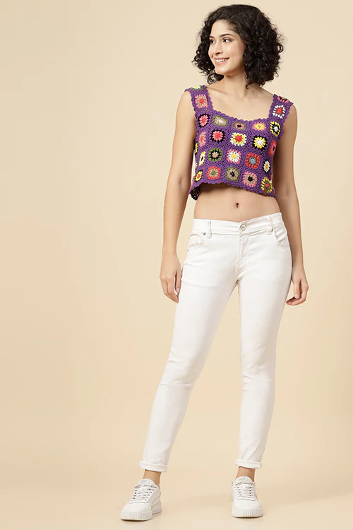Ajoobaa "Granny Square" Crochet Top-Purple - Image 5