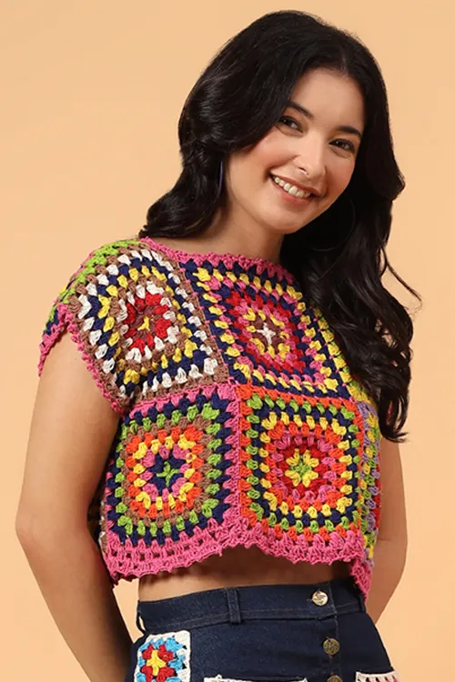 Ajoobaa "Granny Square" Crop Top - Multicolor - Image 5