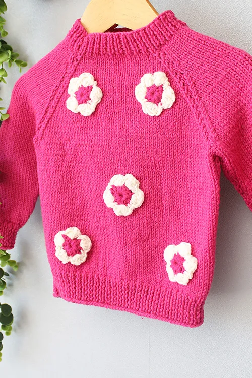 Ajoobaa Handknitted "Daisy" Merino Sweater - Pink - Image 2
