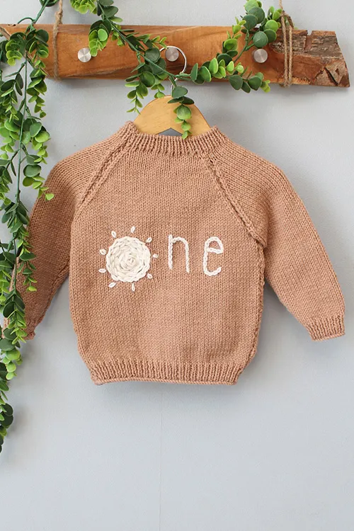 Ajoobaa Handknitted "One Text" Embroidered Merino Sweater - Beige
