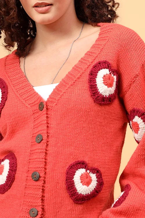 Ajoobaa "Heart Applique" Merino Cardigan - Image 2