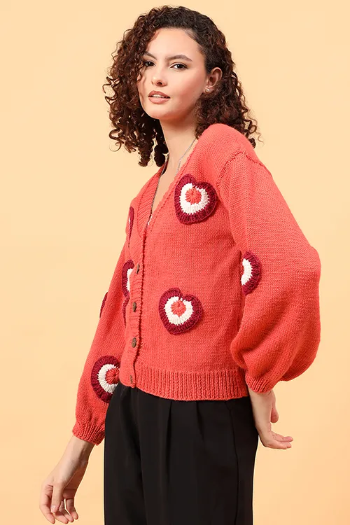 Ajoobaa "Heart Applique" Merino Cardigan - Image 6