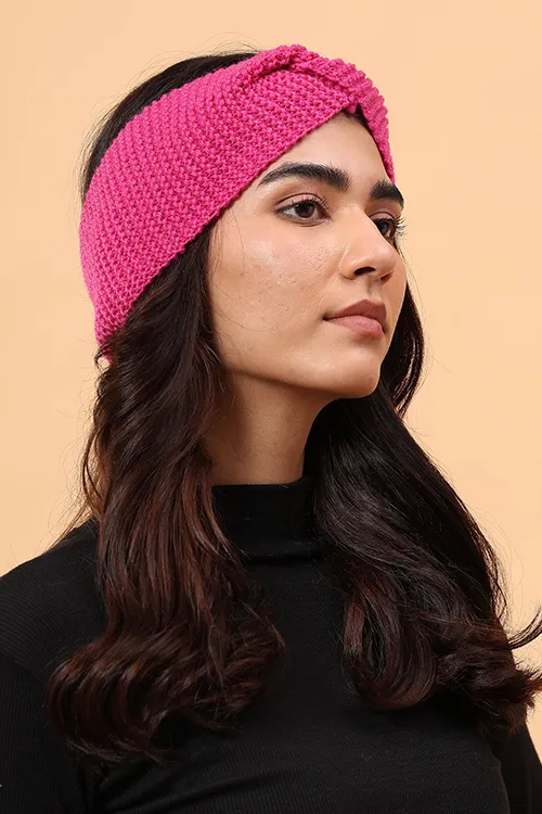 Ajoobaa "Luxe Knit" Handknitted Merino Headband - Magenta - Image 2