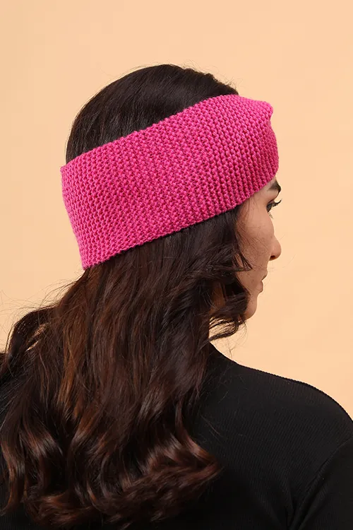 Ajoobaa "Luxe Knit" Handknitted Merino Headband - Magenta - Image 4