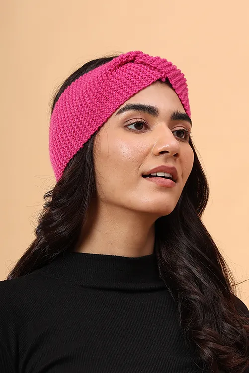 Ajoobaa "Luxe Knit" Handknitted Merino Headband - Magenta - Image 5