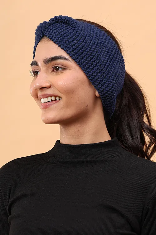 Ajoobaa "Luxe Knit" Handknitted Merino Headband - Navy - Image 3