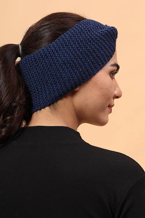Ajoobaa "Luxe Knit" Handknitted Merino Headband - Navy - Image 4