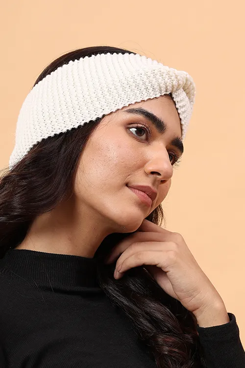 Ajoobaa "Luxe Knit" Handknitted Merino Headband - Offwhite - Image 4