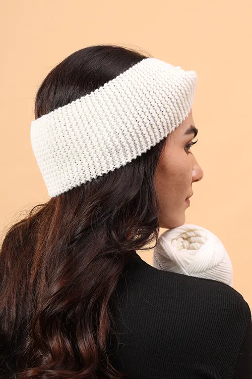 Ajoobaa "Luxe Knit" Handknitted Merino Headband - Offwhite - Image 5