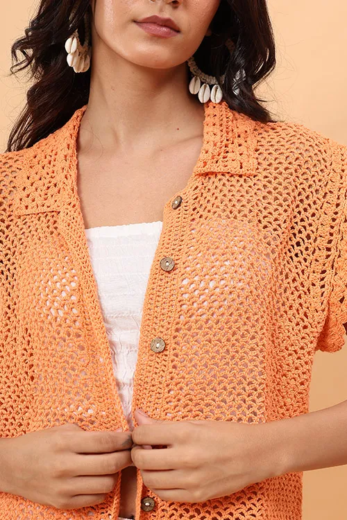 Ajoobaa "Mesh" Crochet Shirt - Orange - Image 5