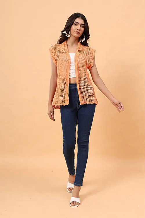 Ajoobaa "Mesh" Crochet Shirt - Orange - Image 6