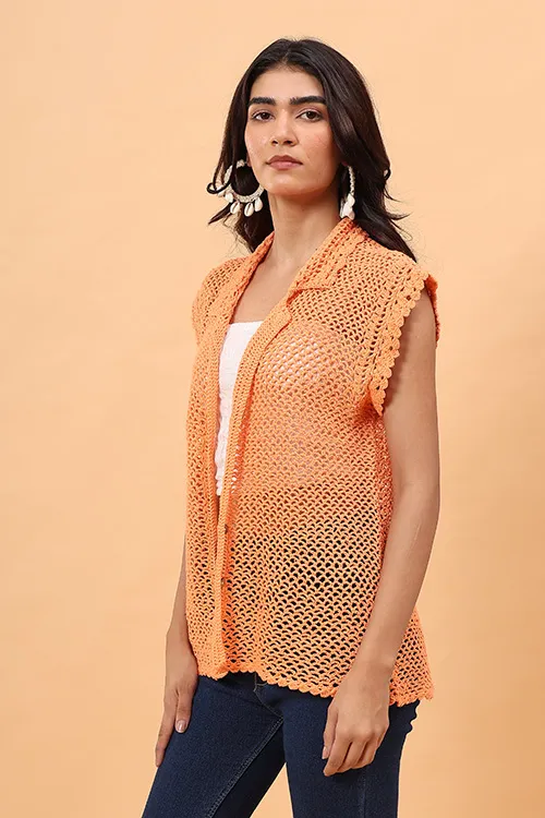 Ajoobaa "Mesh" Crochet Shirt - Orange - Image 7