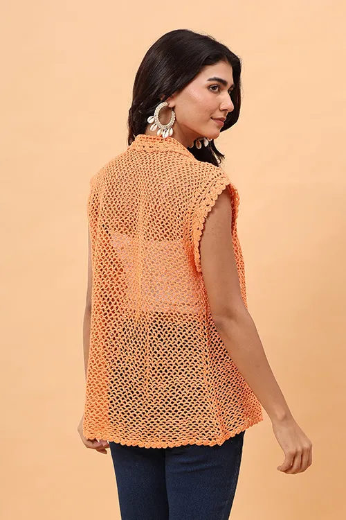 Ajoobaa "Mesh" Crochet Shirt - Orange - Image 8