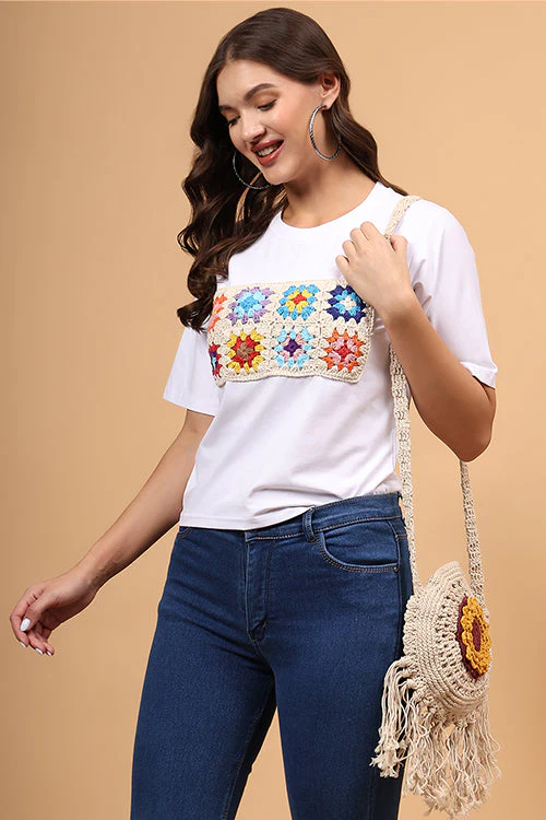 Ajoobaa "Multi"Crochet Patchwork Tshirt - Image 10