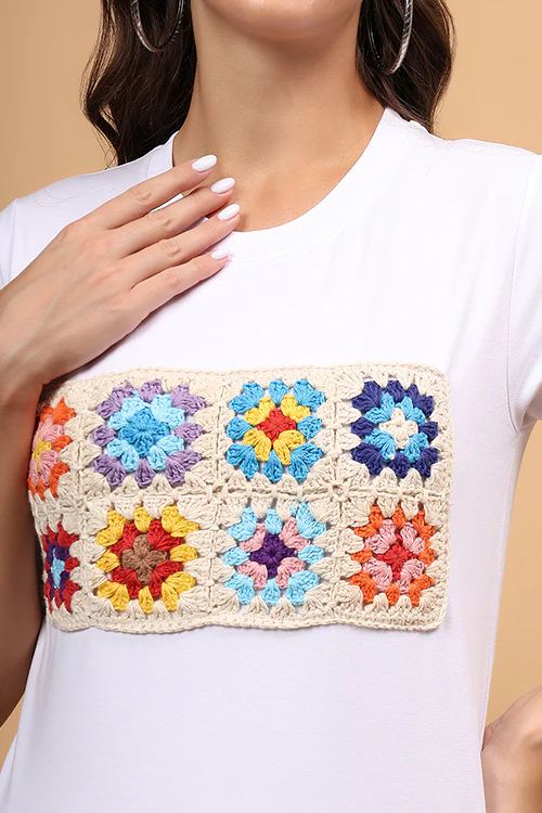 Ajoobaa "Multi"Crochet Patchwork Tshirt - Image 2