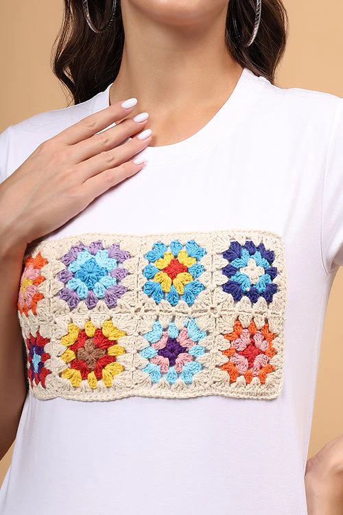 Ajoobaa "Multi"Crochet Patchwork Tshirt - Image 7