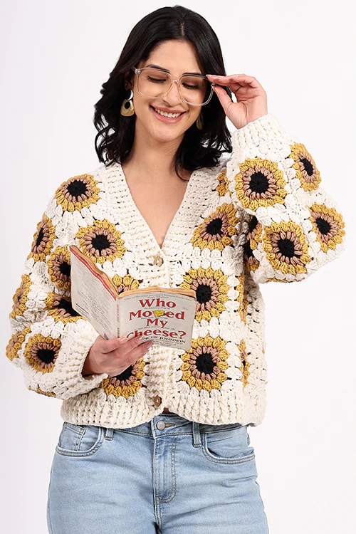 Ajoobaa "Softweave" Merino Crochet Cardigan - Image 3