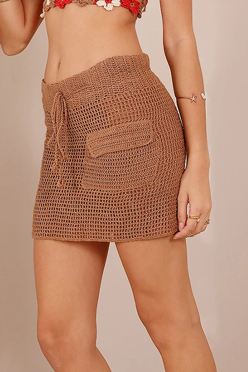 Ajoobaa "Soleil" Crochet Pocket Detailing Mini Skirt - Image 3
