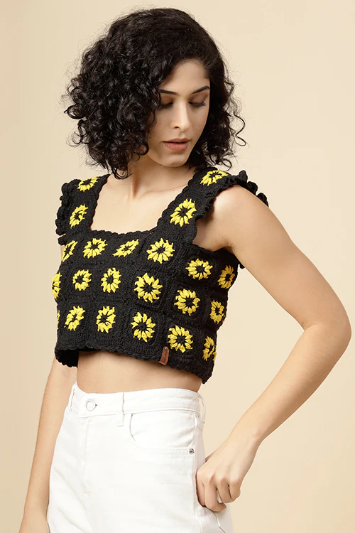 Ajoobaa "Sunflower" Crochet Cotton Top - Image 3