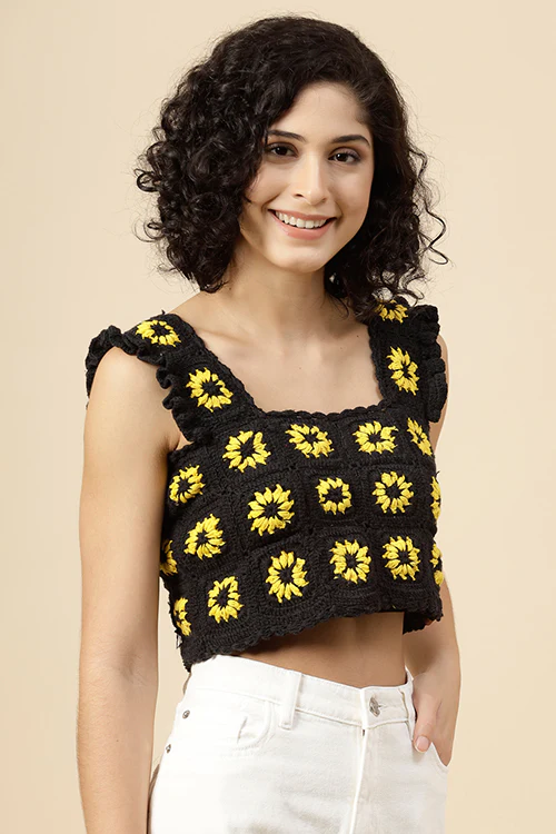Ajoobaa "Sunflower" Crochet Cotton Top - Image 4