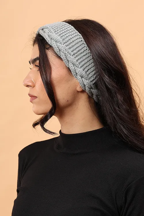 Ajoobaa "Twisted" Handknitted Merino Headband - Grey - Image 2