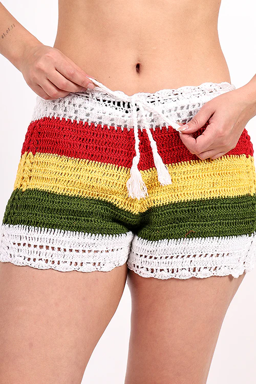 Ajoobaa "Wovencharm" Handmade Crochet Drawstring Shorts - Image 2